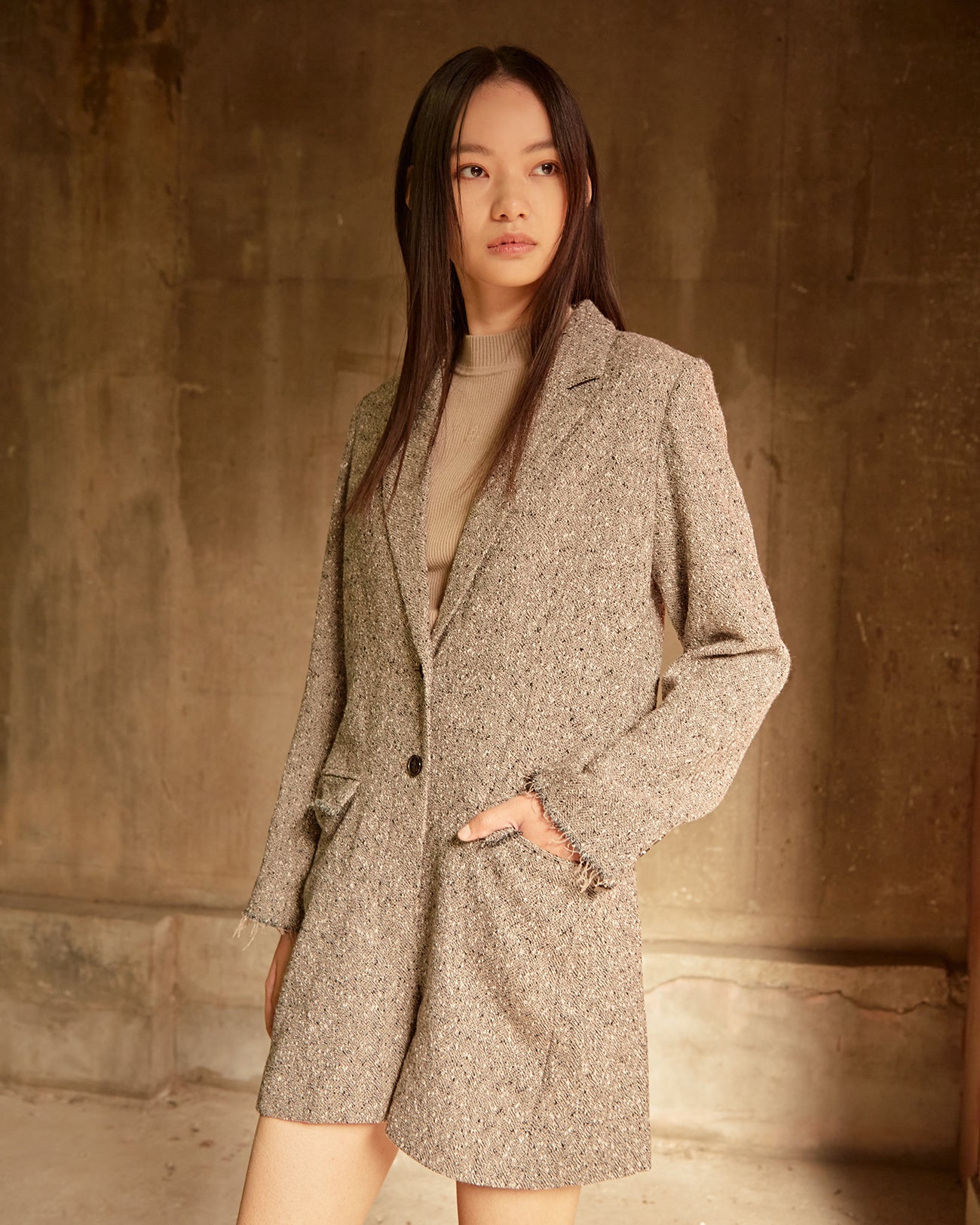 nep tweed tailored jump suits