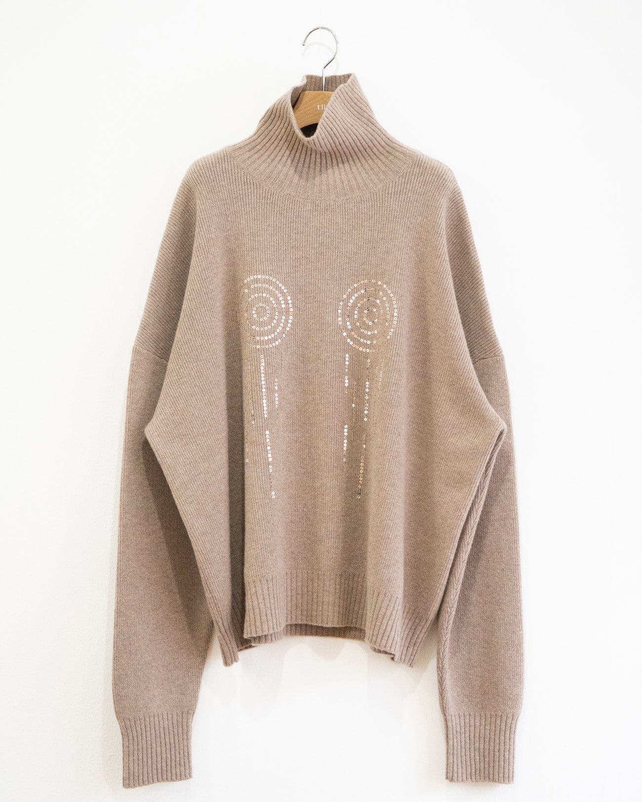 spangle high neck knit