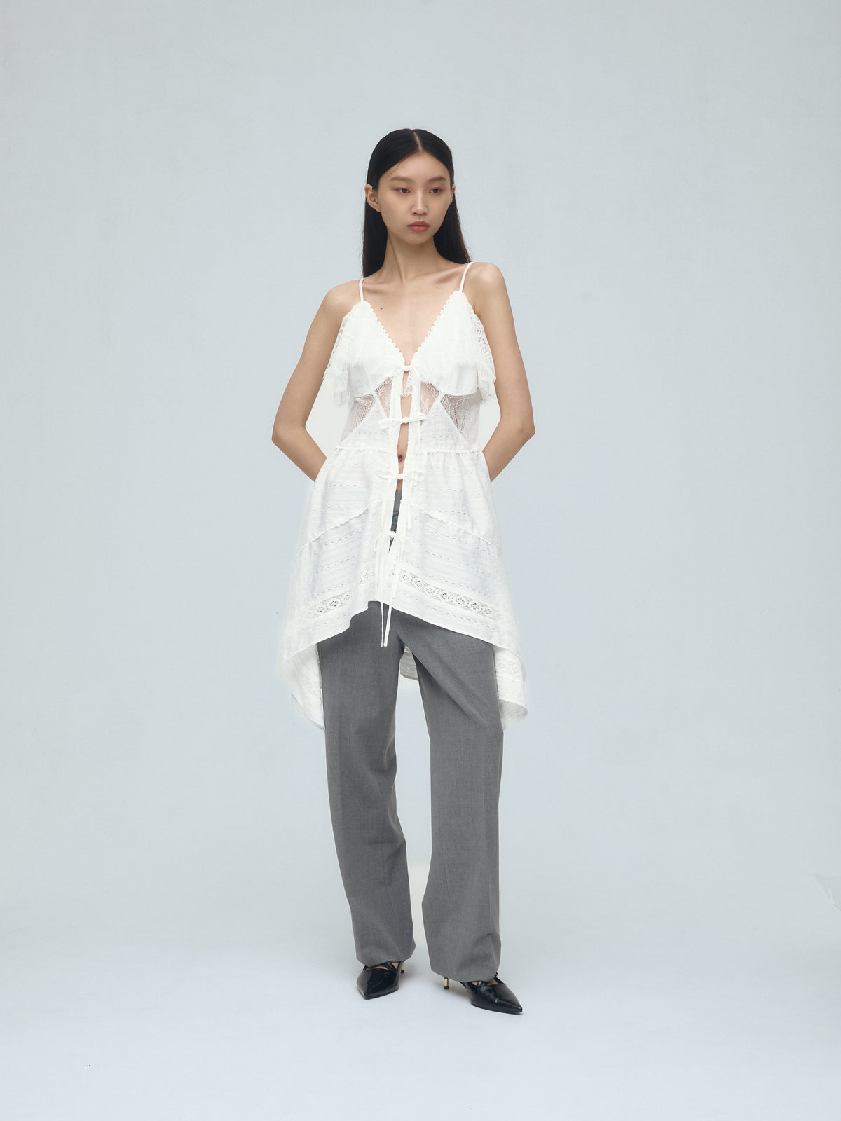 patchwork lace camisole dress