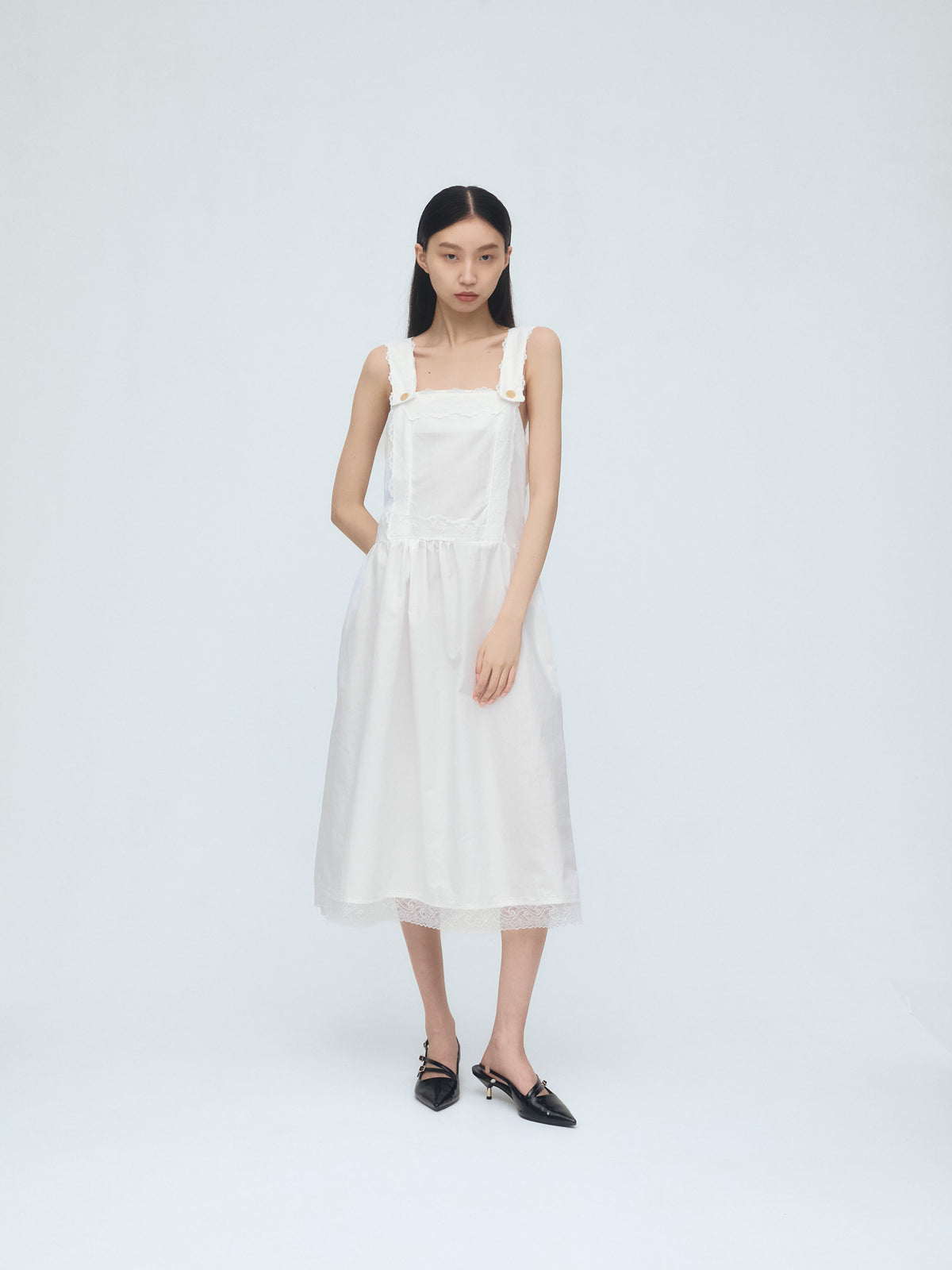 lace panel apron dress