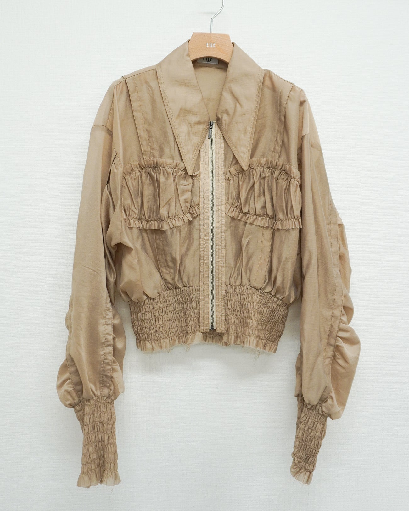 sheer shirring blouson