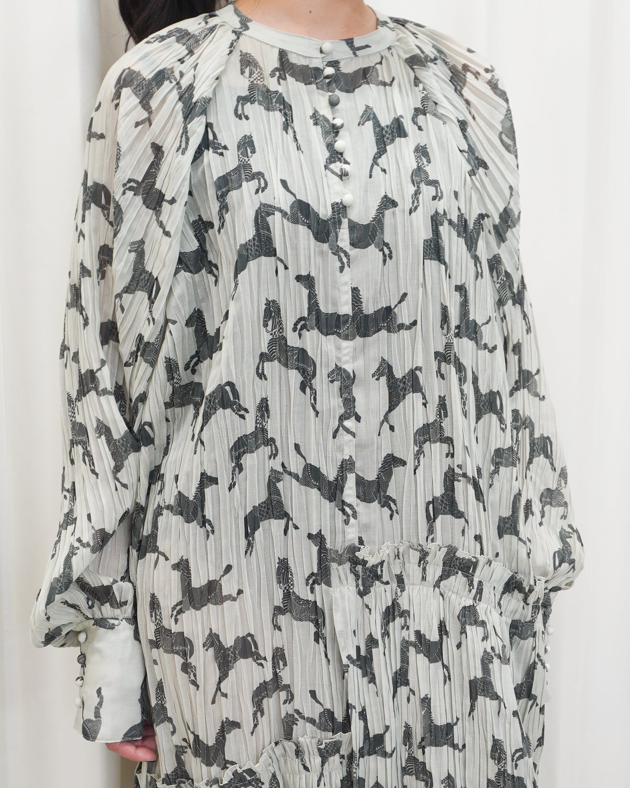 horse print pleats dress