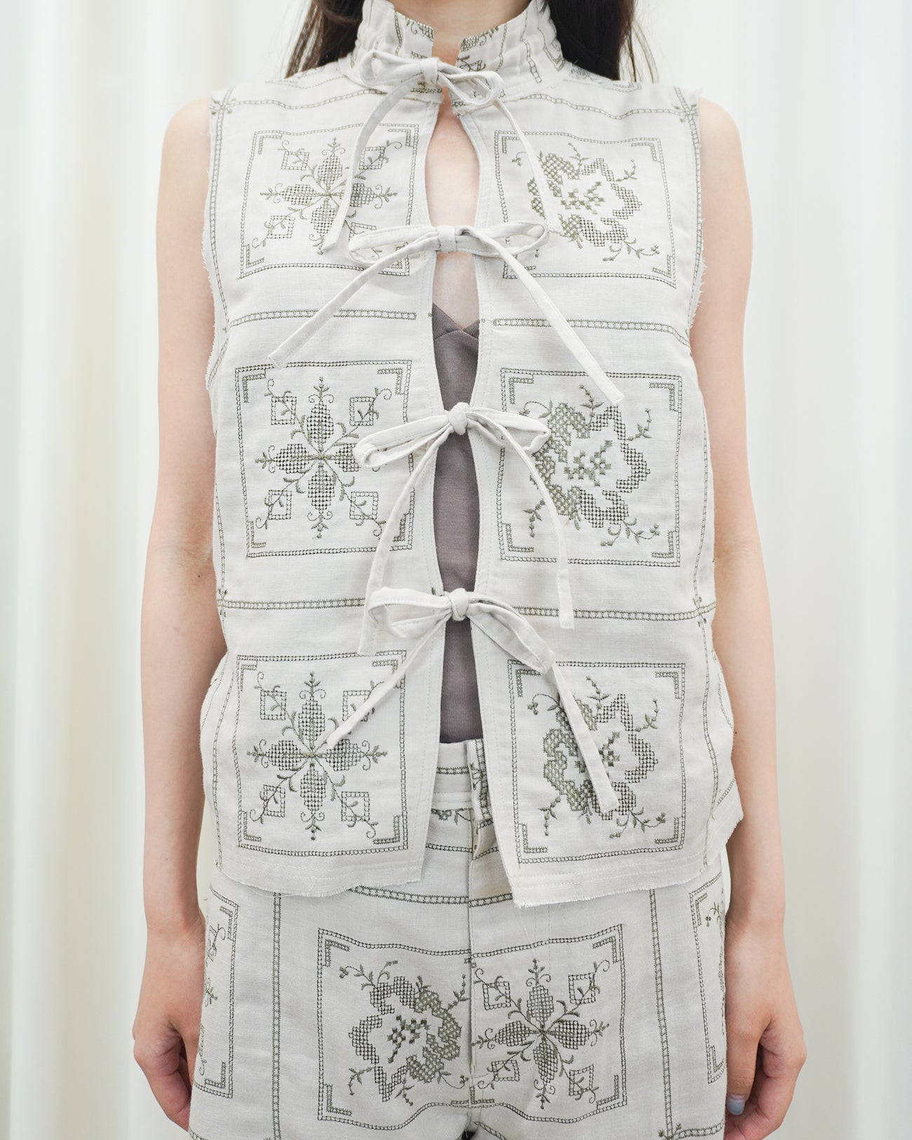 double gauze lace blouse