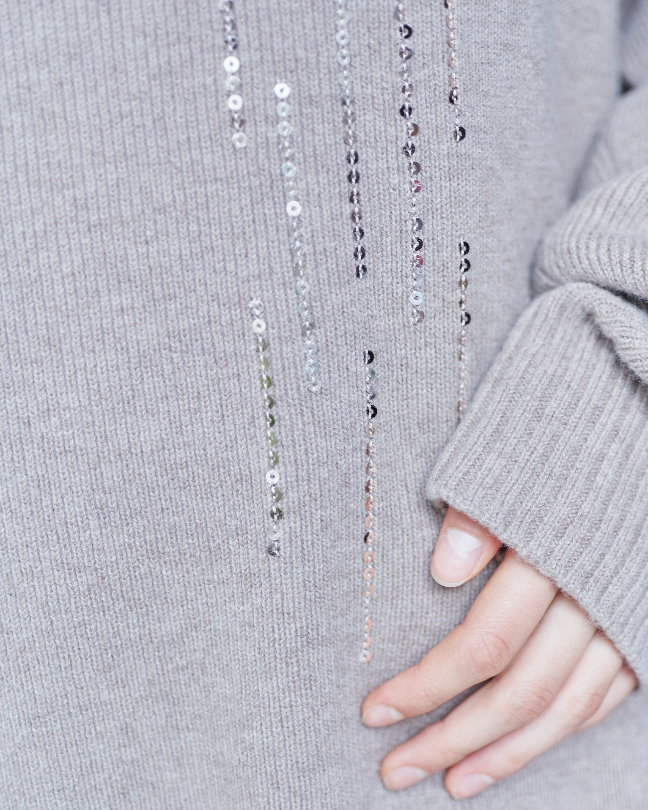 spangle high neck knit