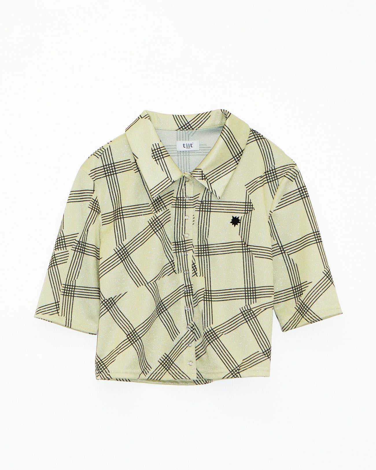 Metallic Check Print Cardigan Top