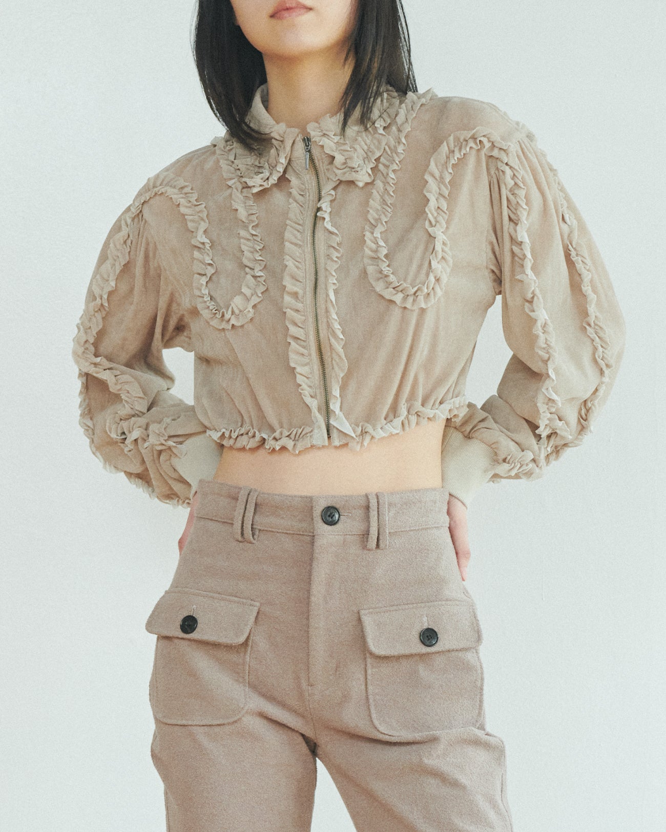 tulle flocky frill blouse