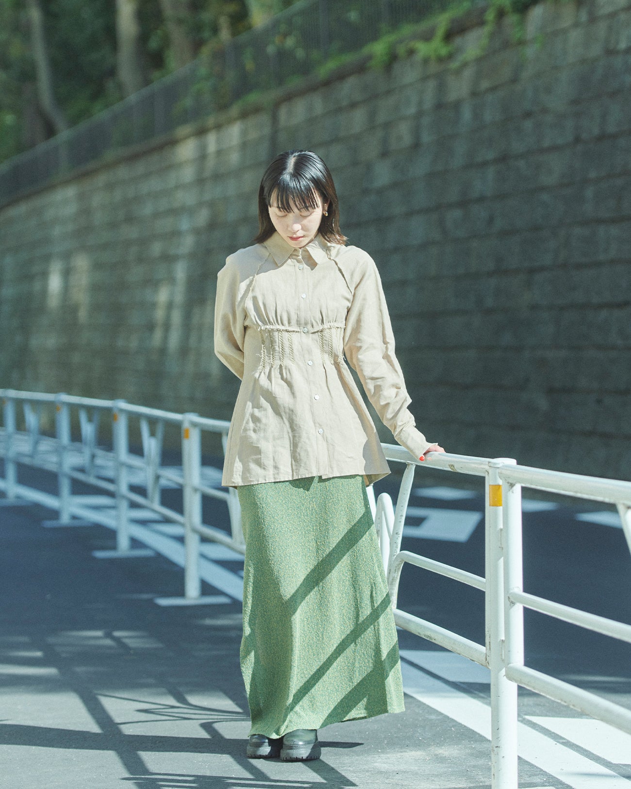 cotton linen raglan sleeve shirt