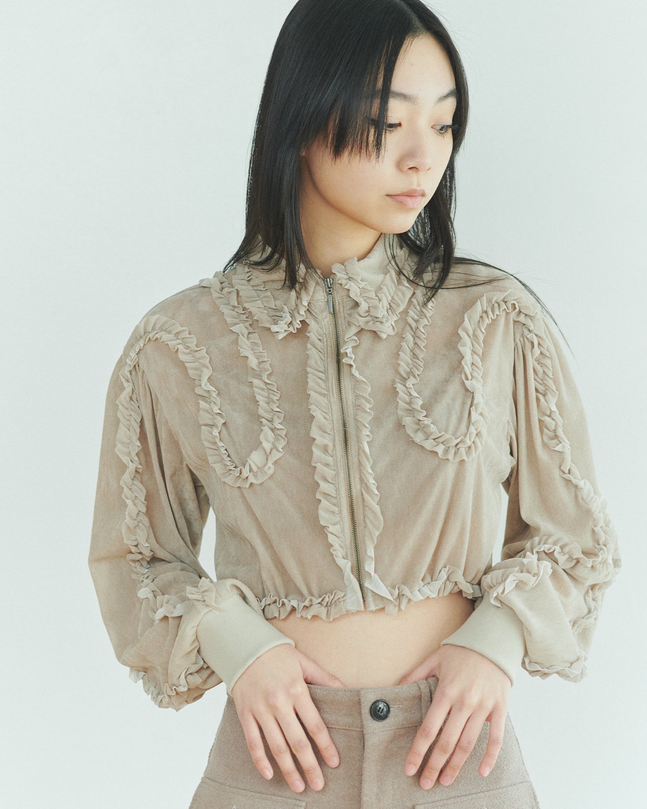 tulle flocky frill blouse