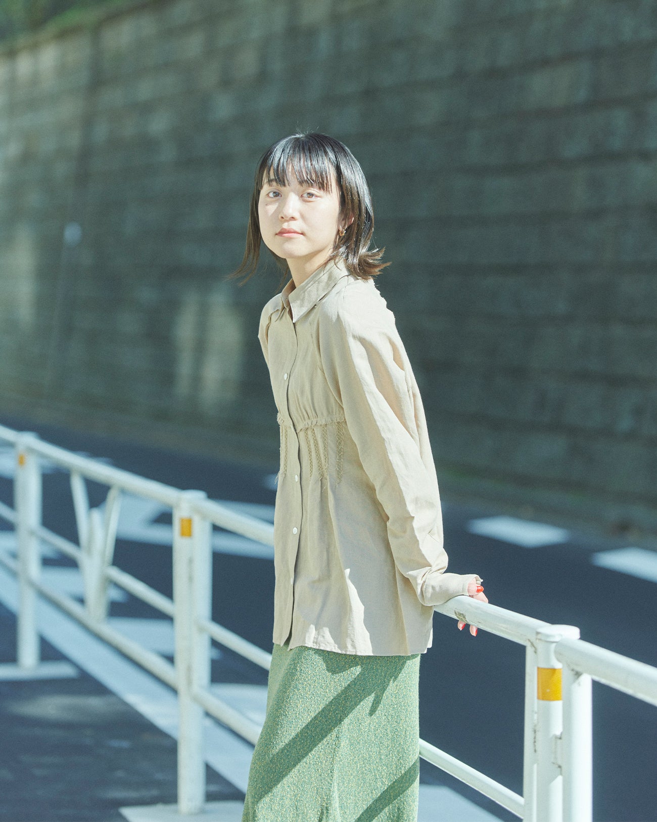 cotton linen raglan sleeve shirt