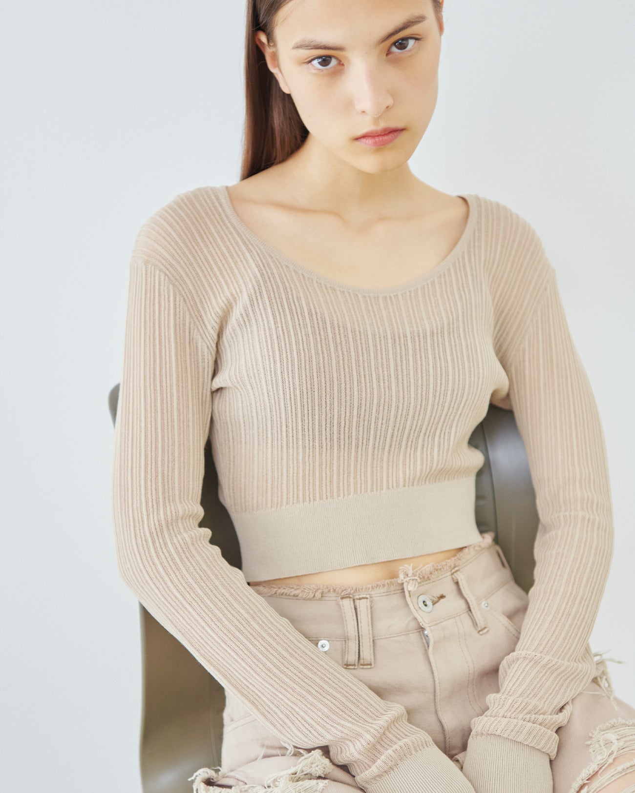 sheer rib knit tops