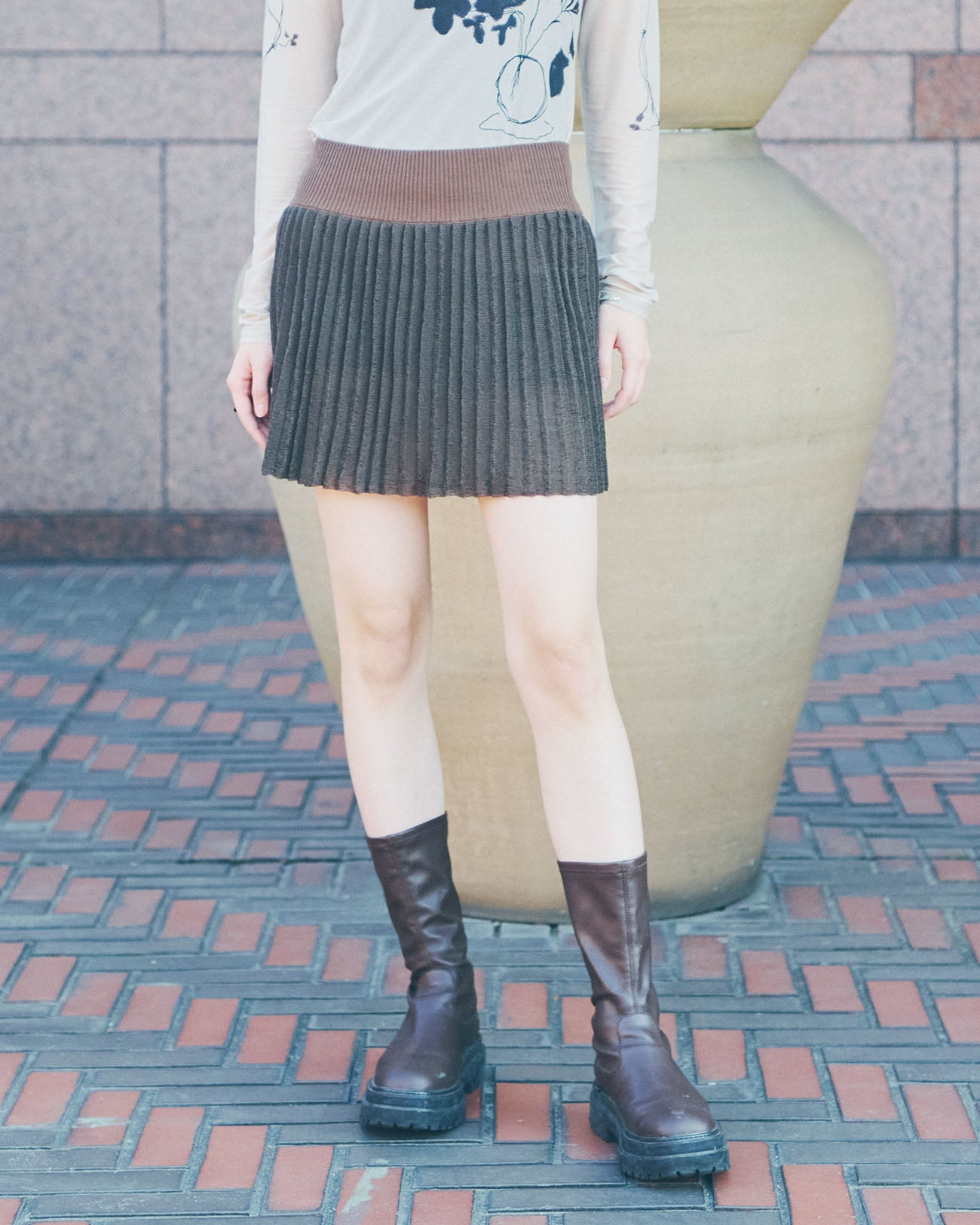 mini knit pleats skirt