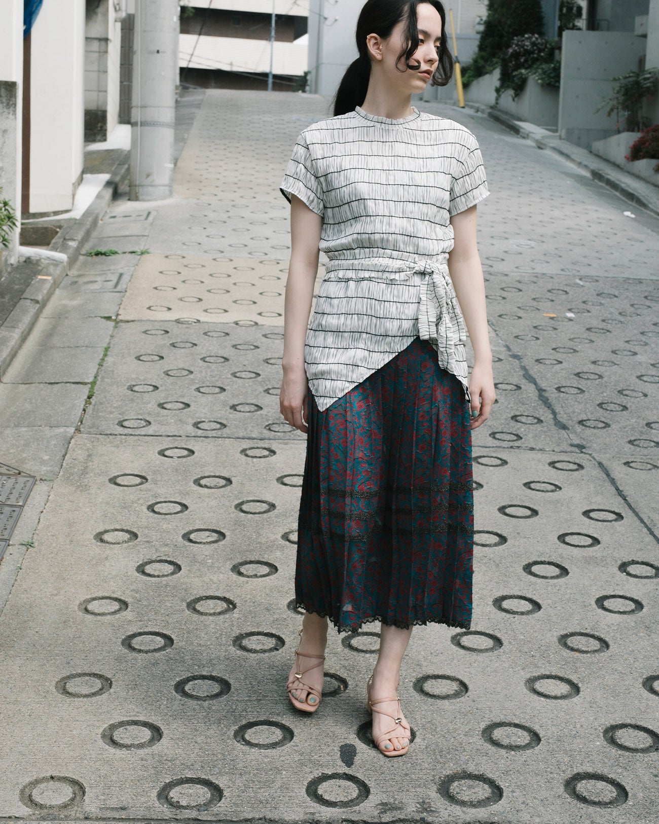 froral pleats skirt
