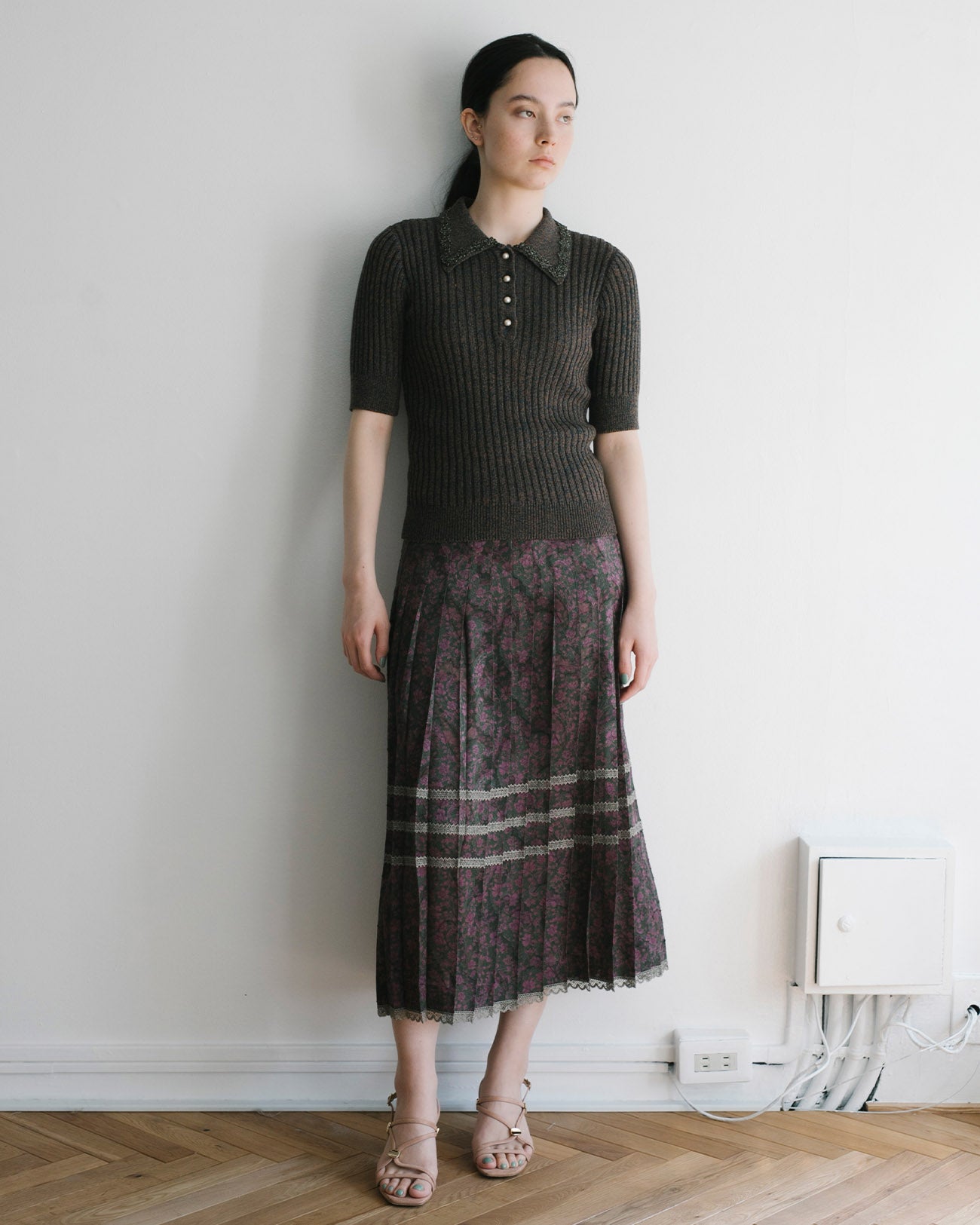 froral pleats skirt