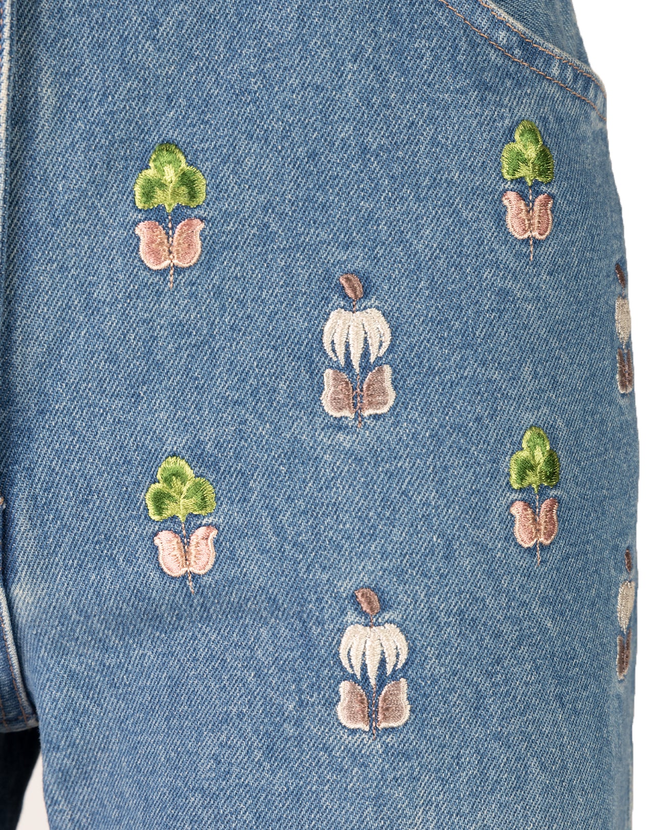 flower emb crash denim pants (indigo)