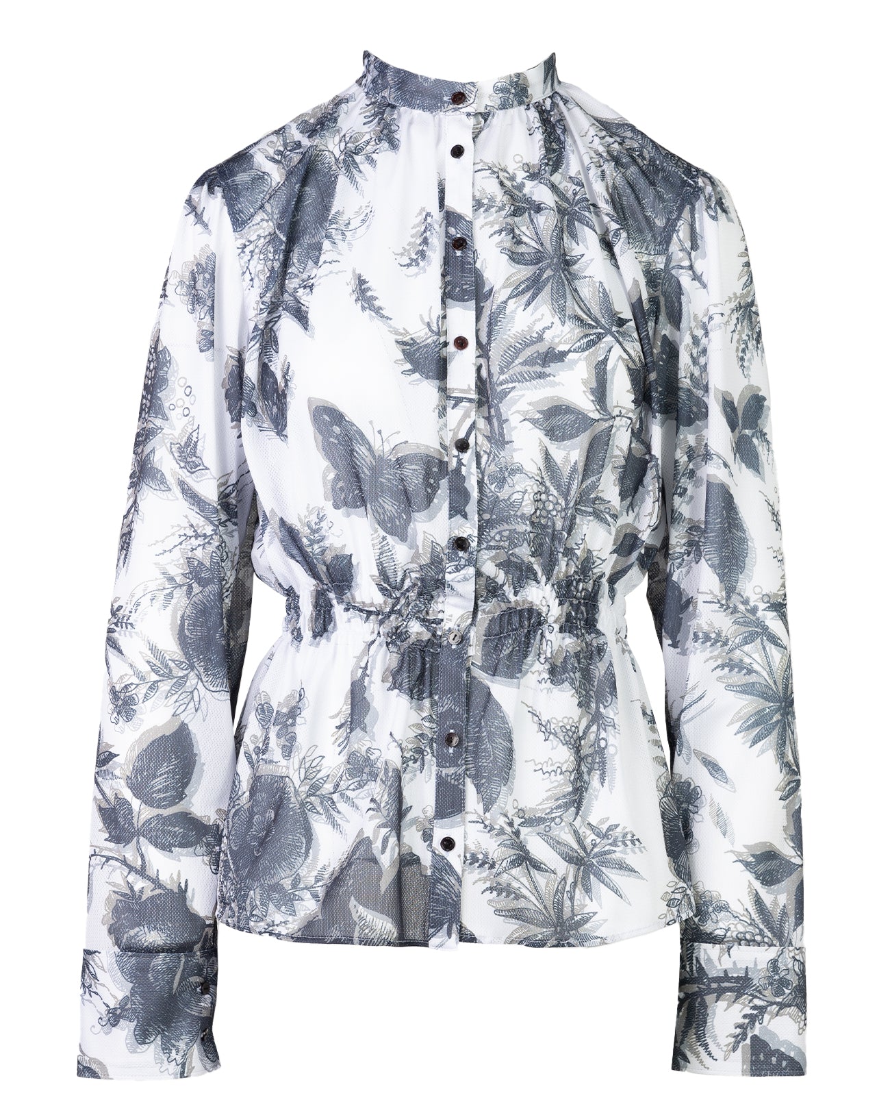 3D botanical print blouse