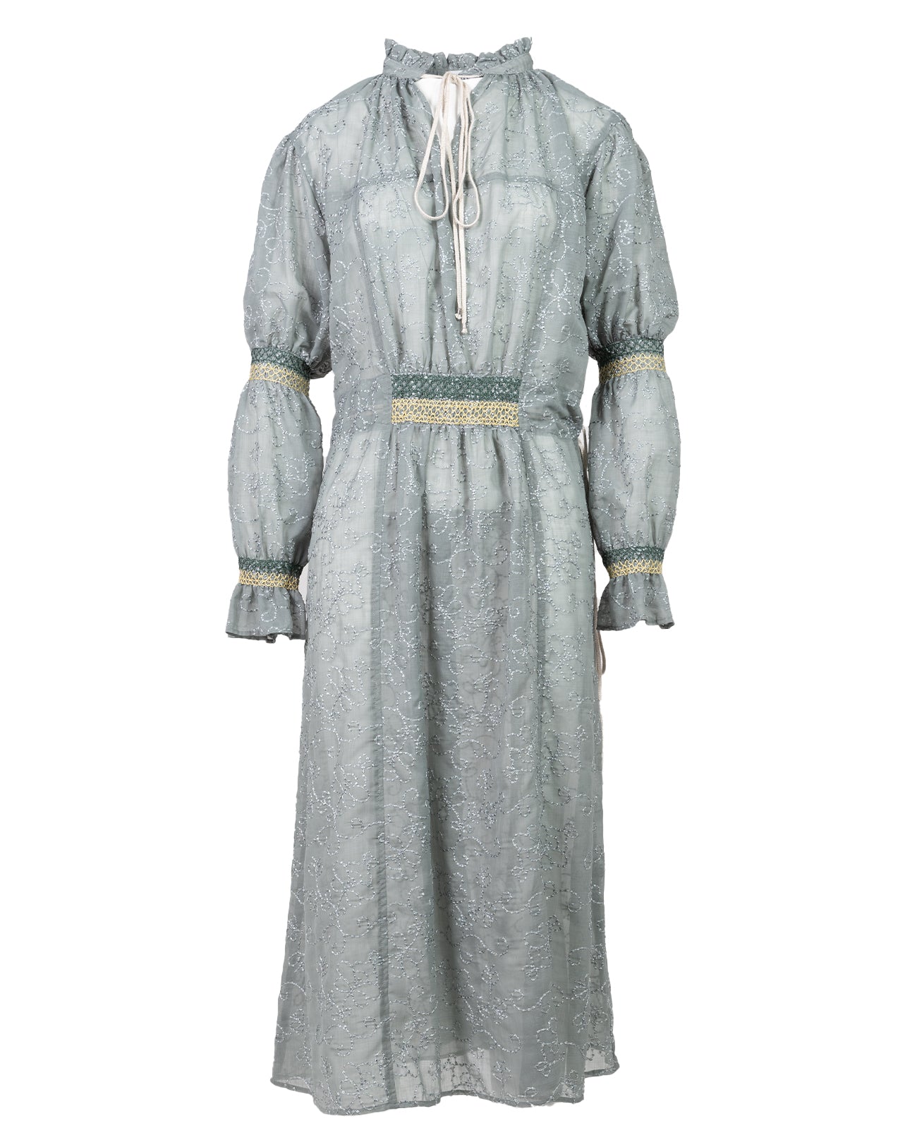 floral emb smocking dress