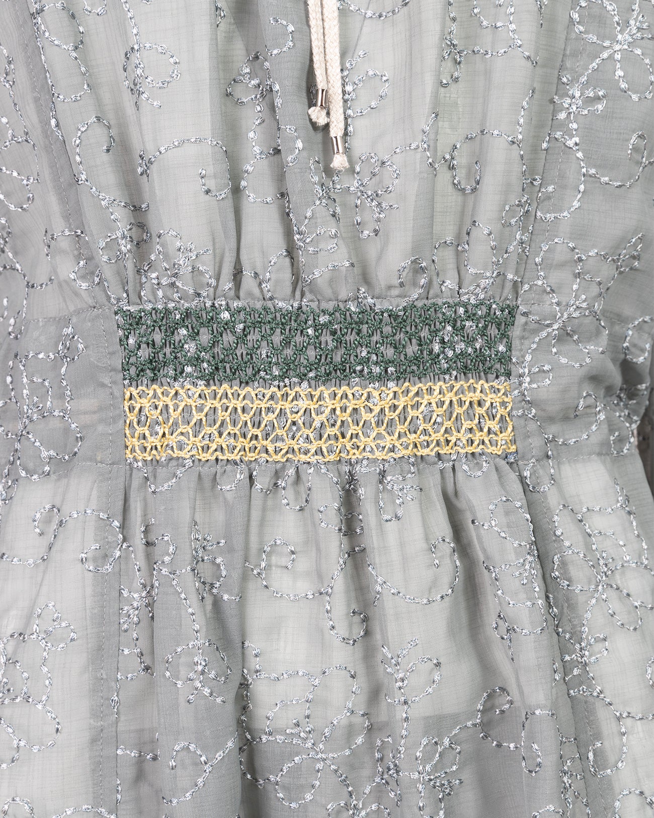 floral emb smocking dress