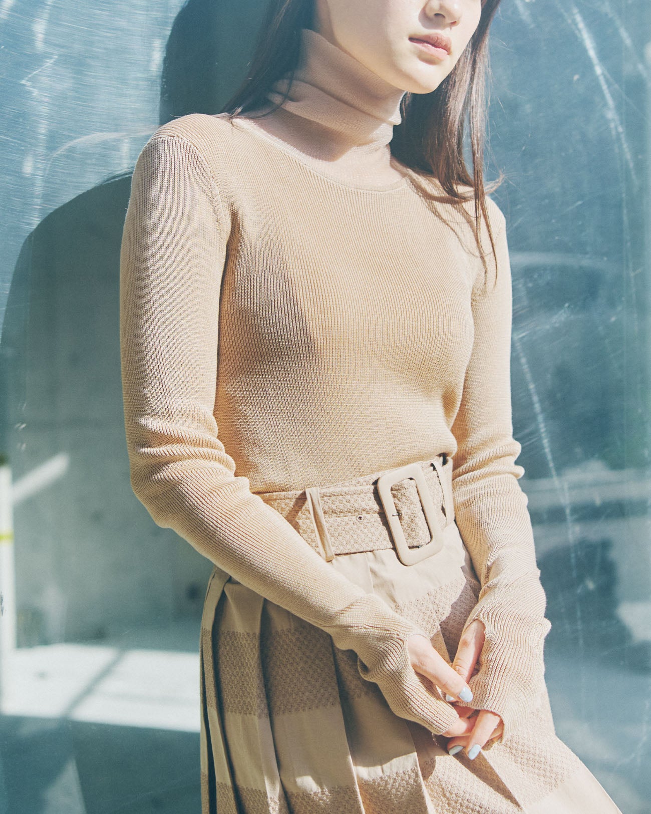 sheer turtle knit