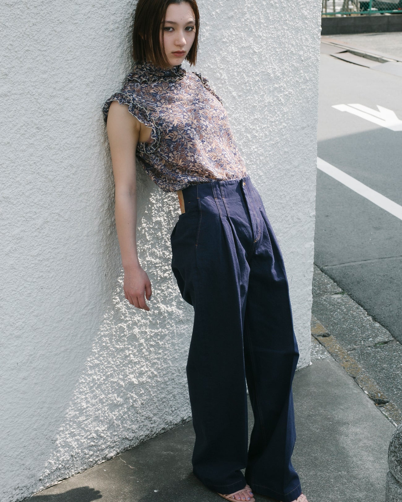 floral sleeveless blouse