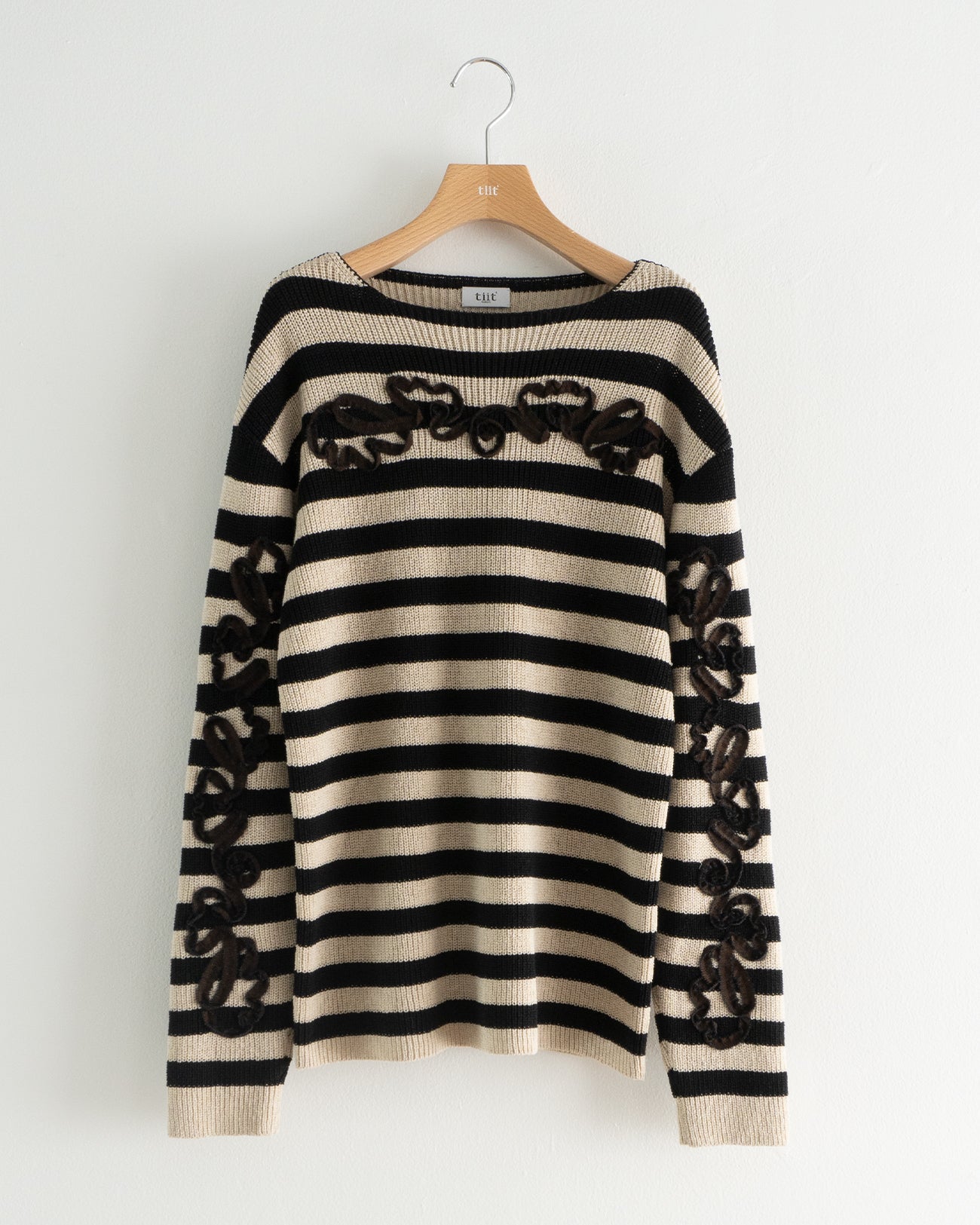 ribbon emb border longsleeves knit