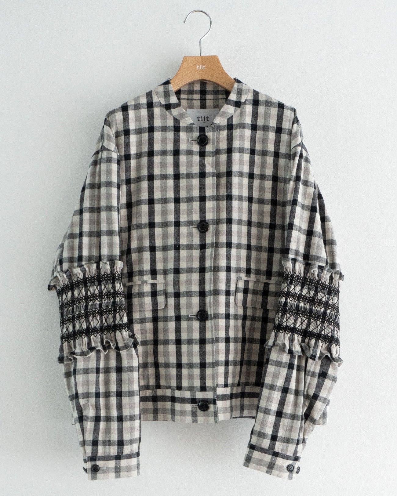 check smocking blouson