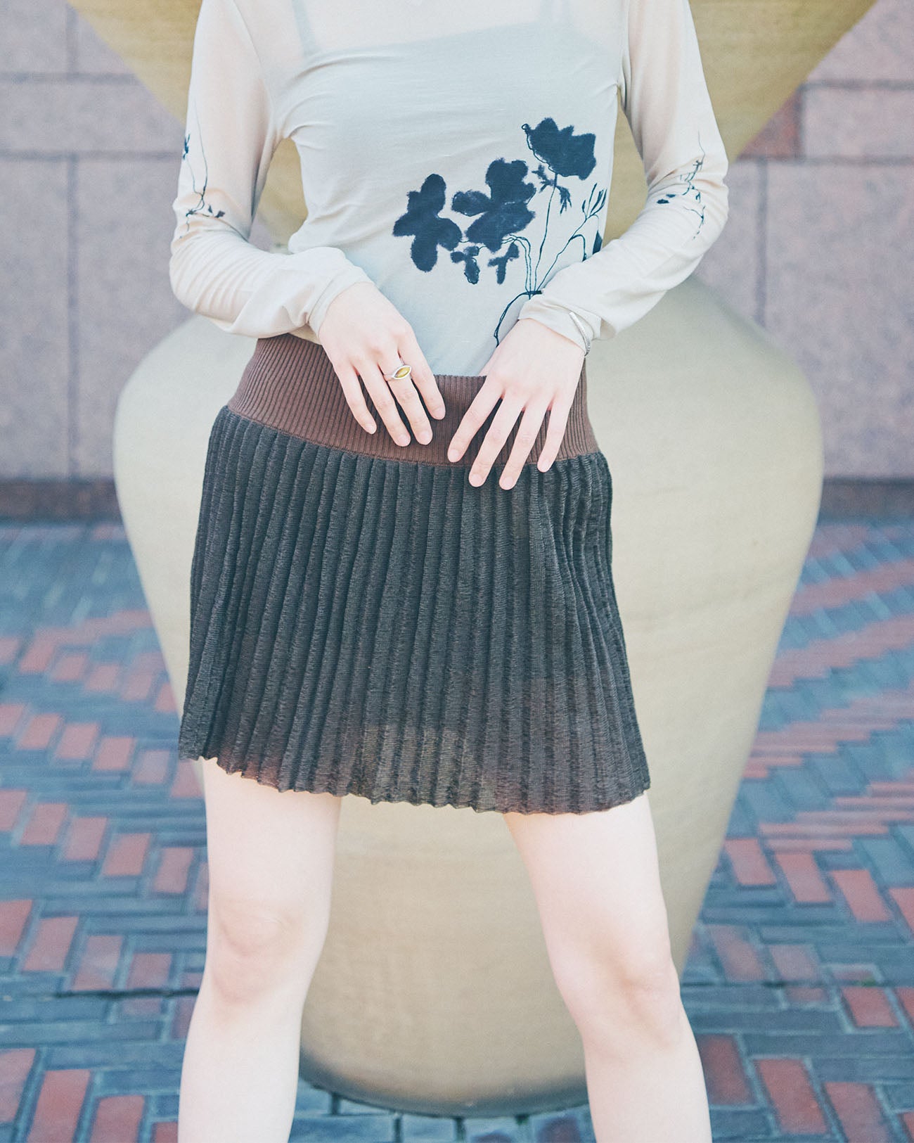 mini knit pleats skirt