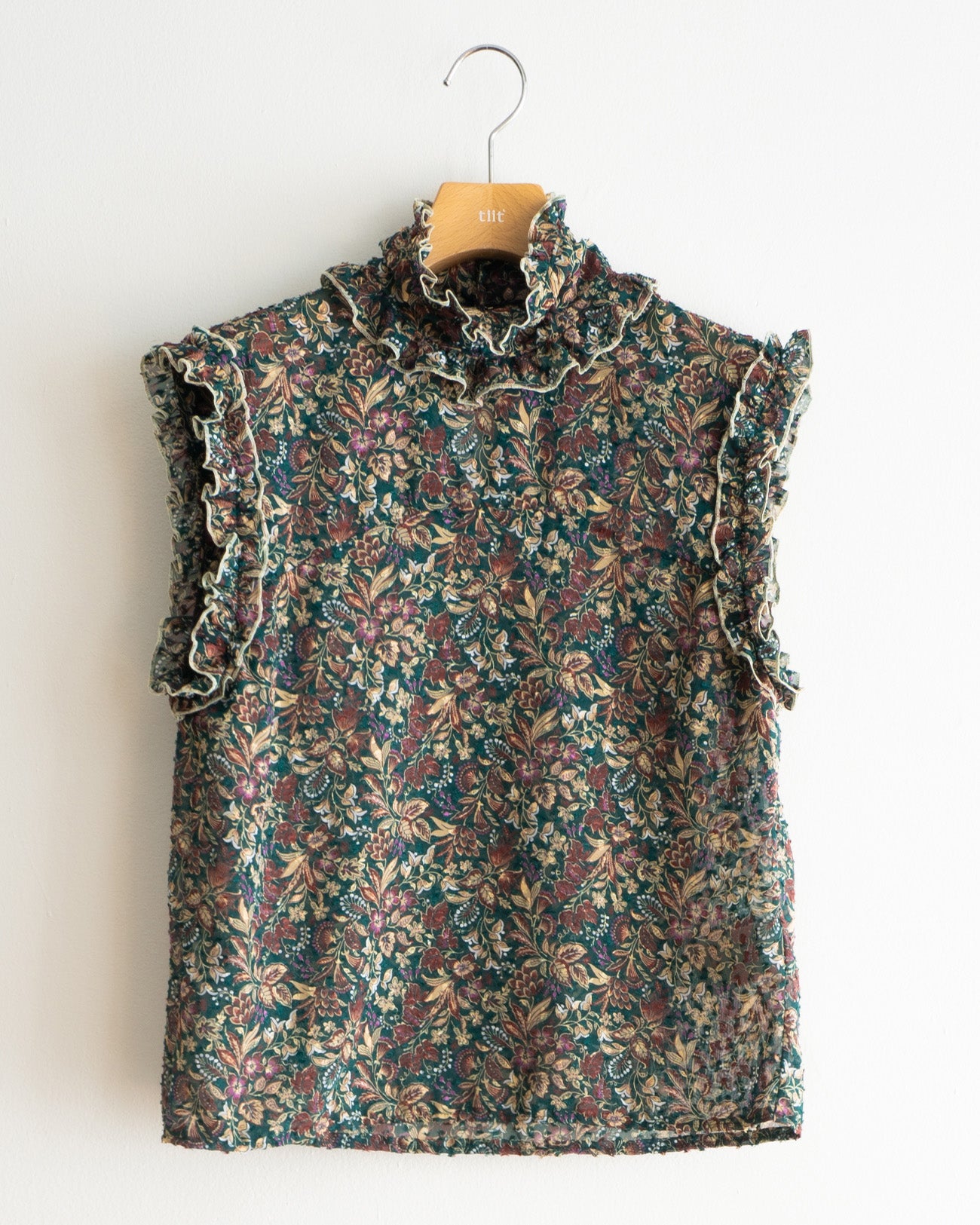 floral sleeveless blouse