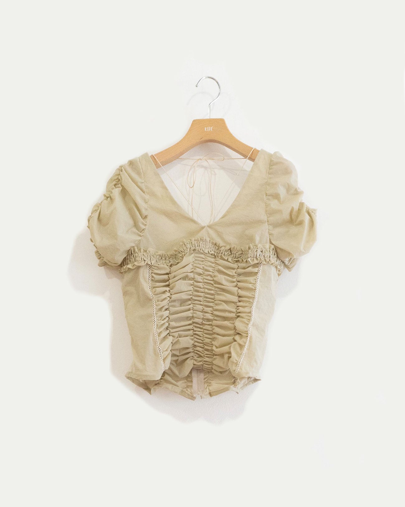 frill gather corset blouse