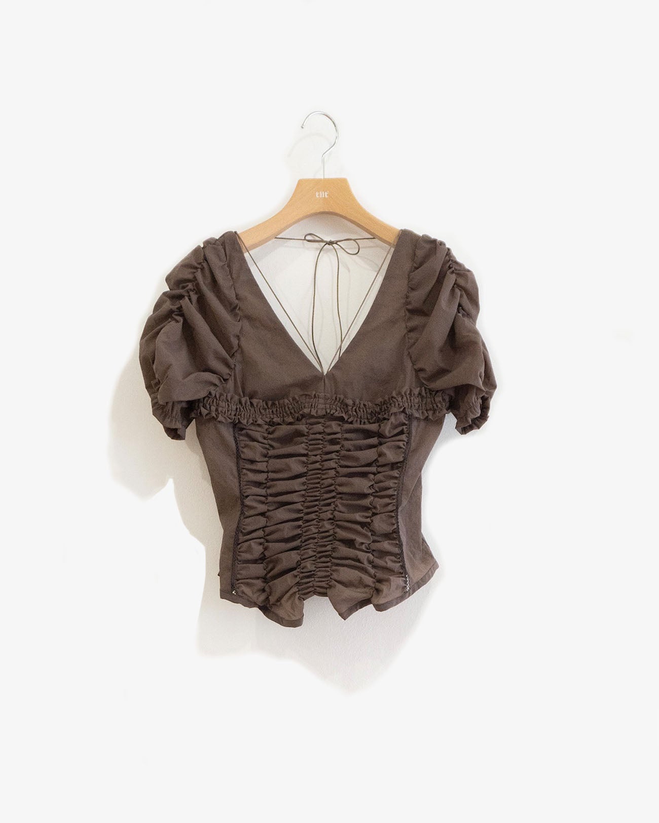 frill gather corset blouse
