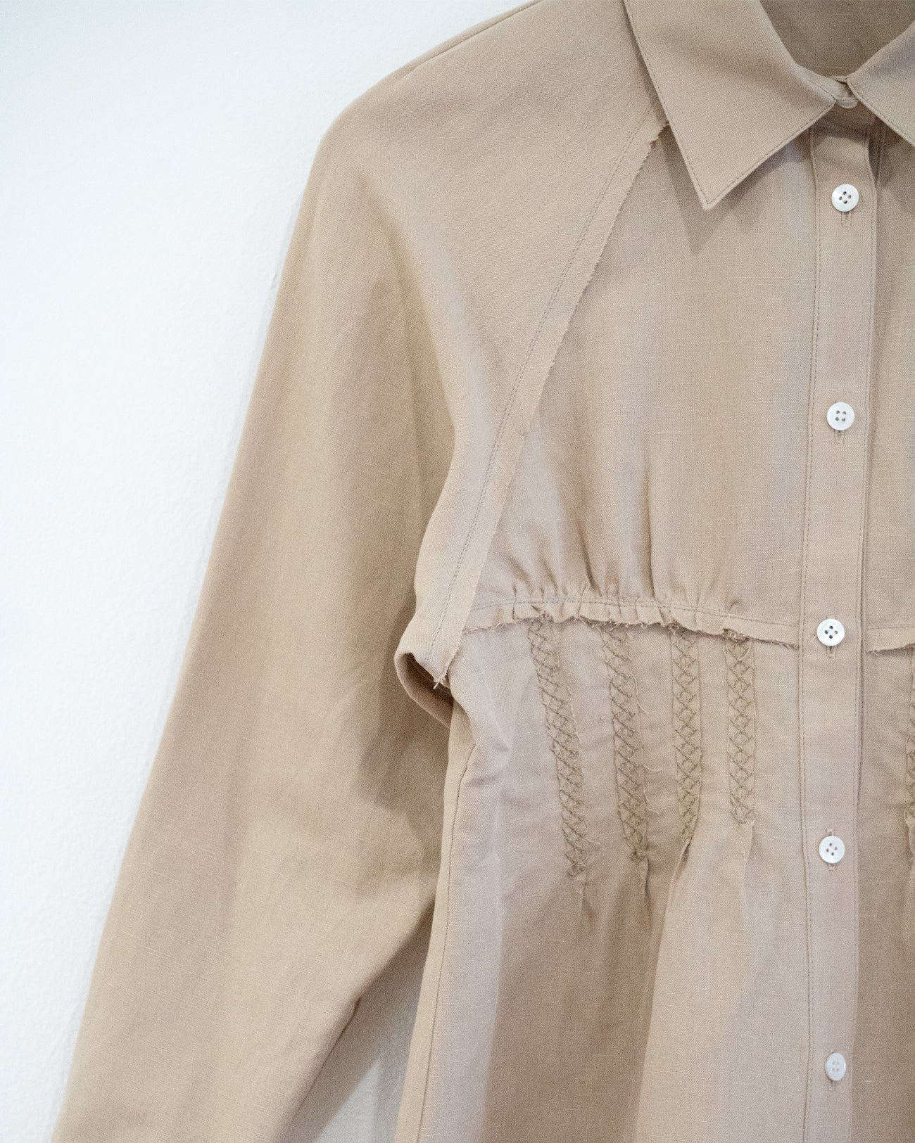 cotton linen raglan sleeve shirt