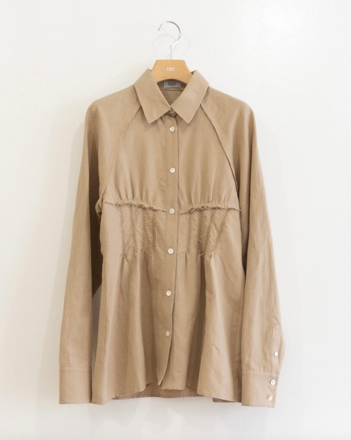 cotton linen raglan sleeve shirt