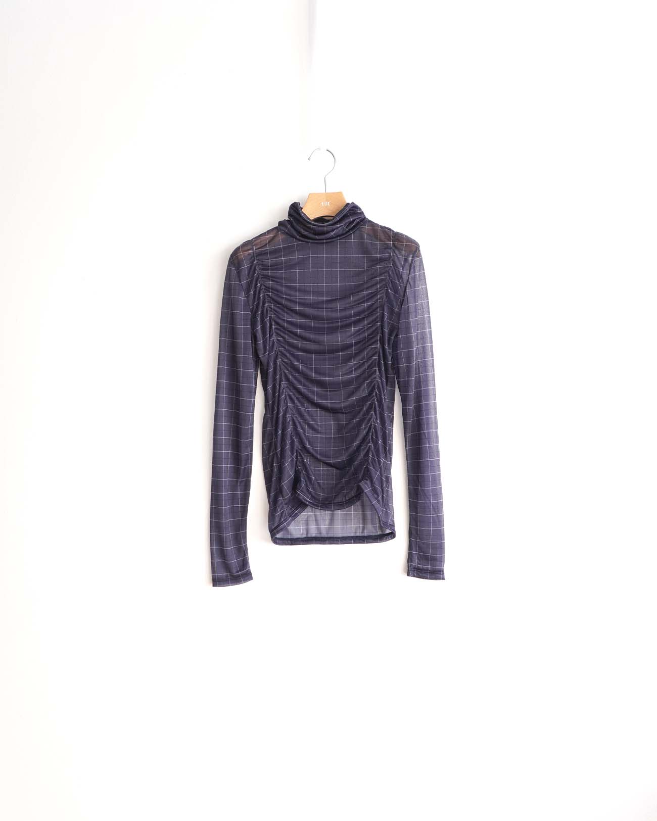 sheer check tulle tops