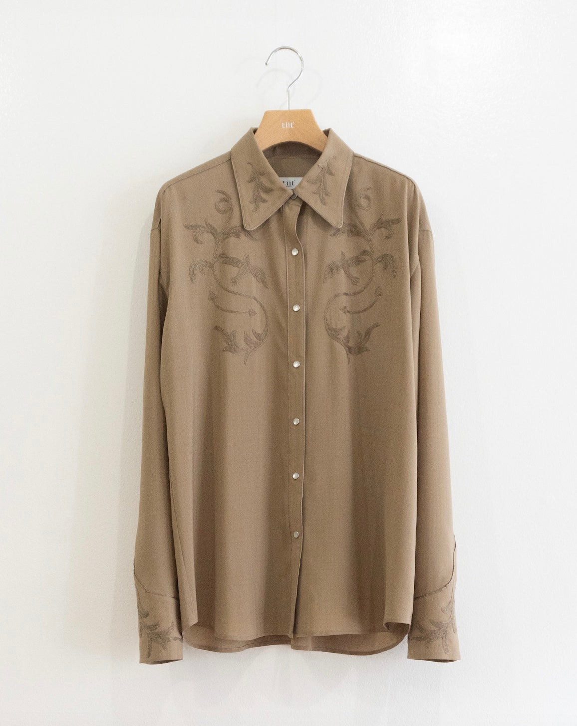 sheer emb western shirt