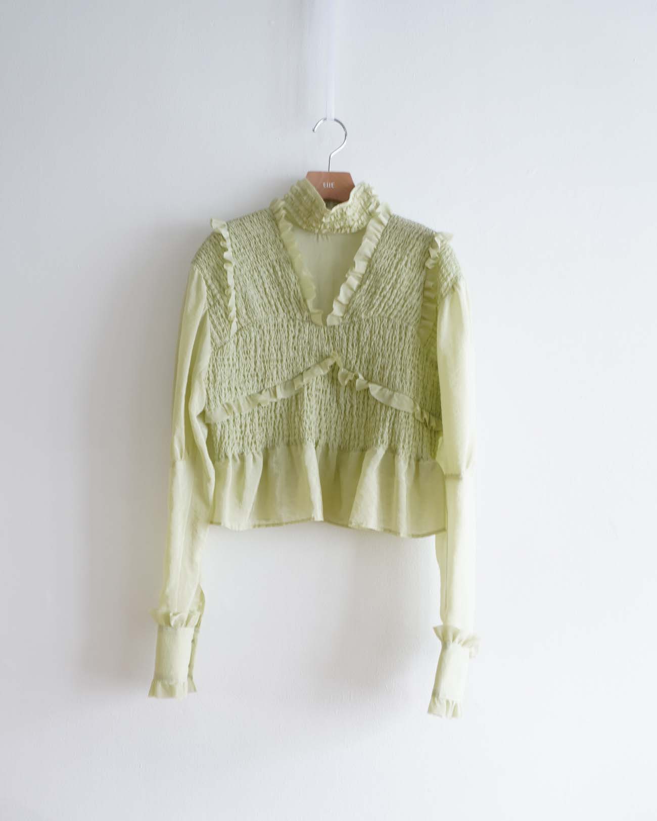shirring frill blouse