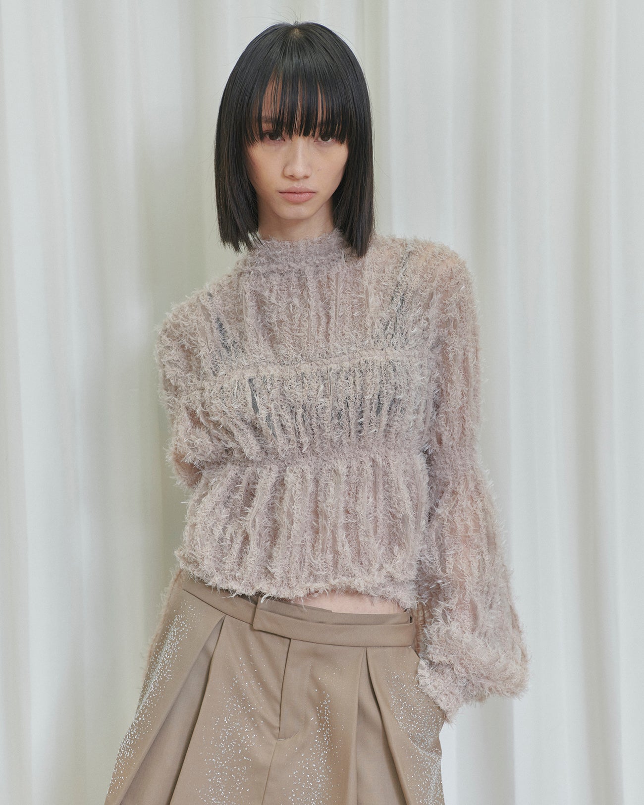 tulle shirring blouse