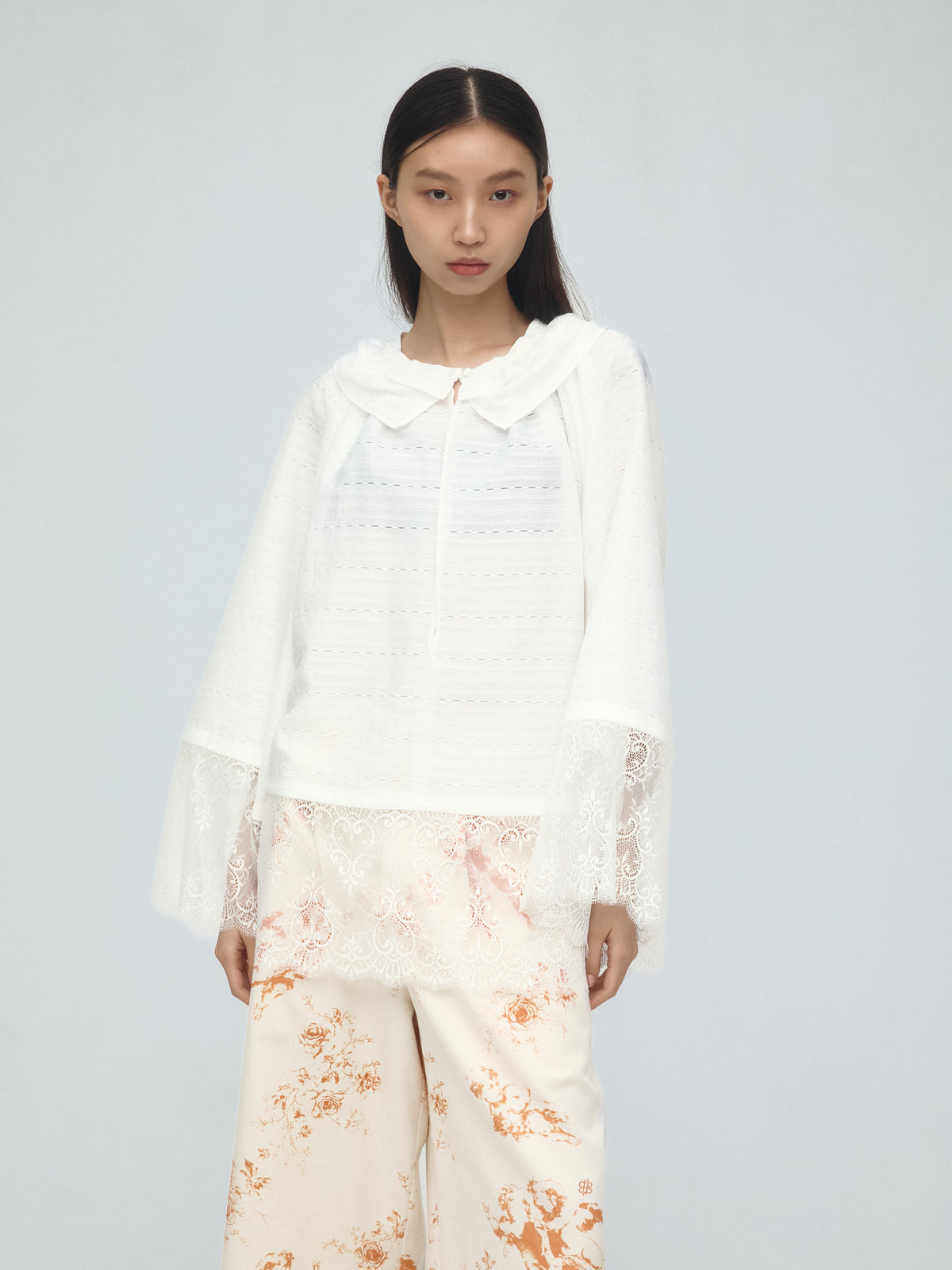 vintage lace ruffle blouse