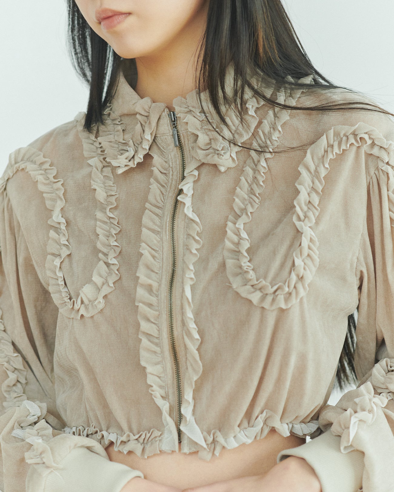 tulle flocky frill blouse