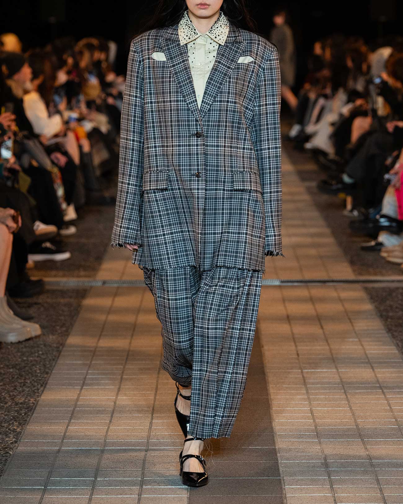 tartan peaked lapel tailored jacket