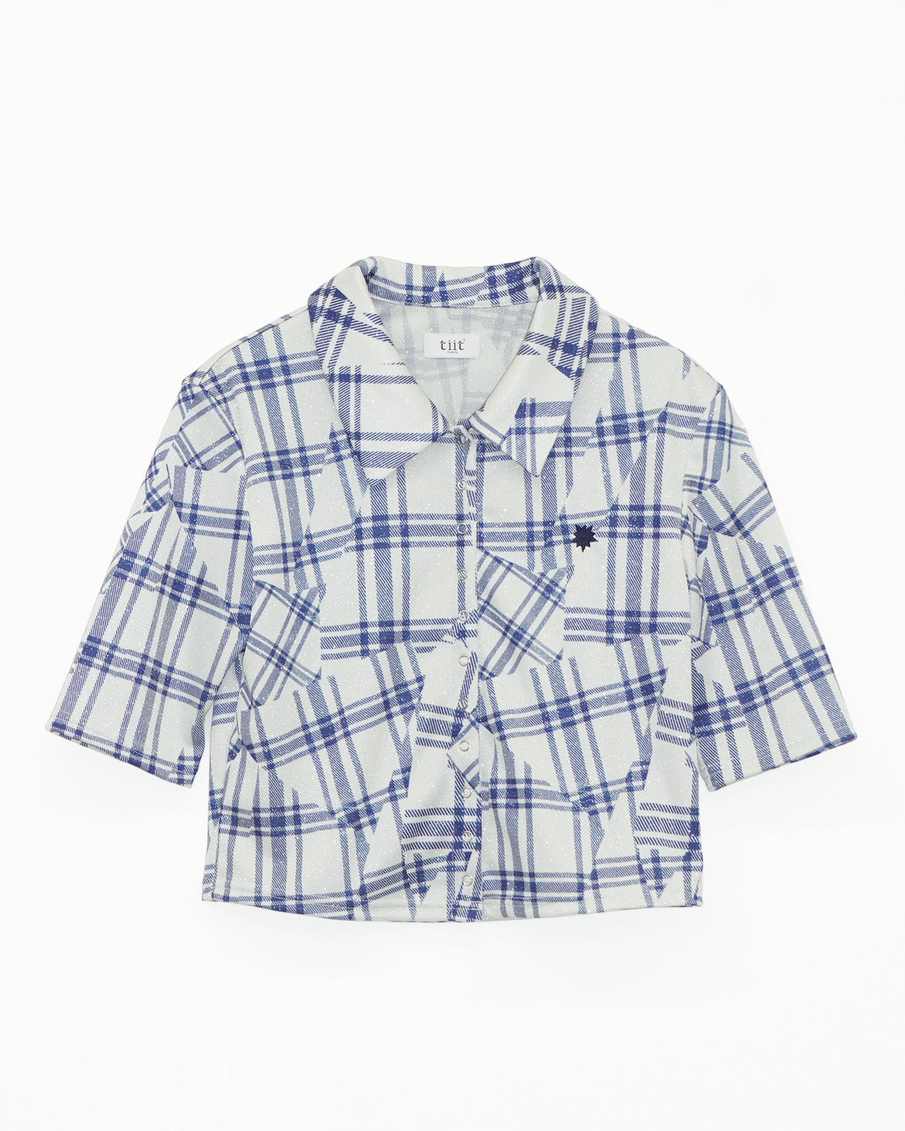 Metallic Check Print Cardigan Top