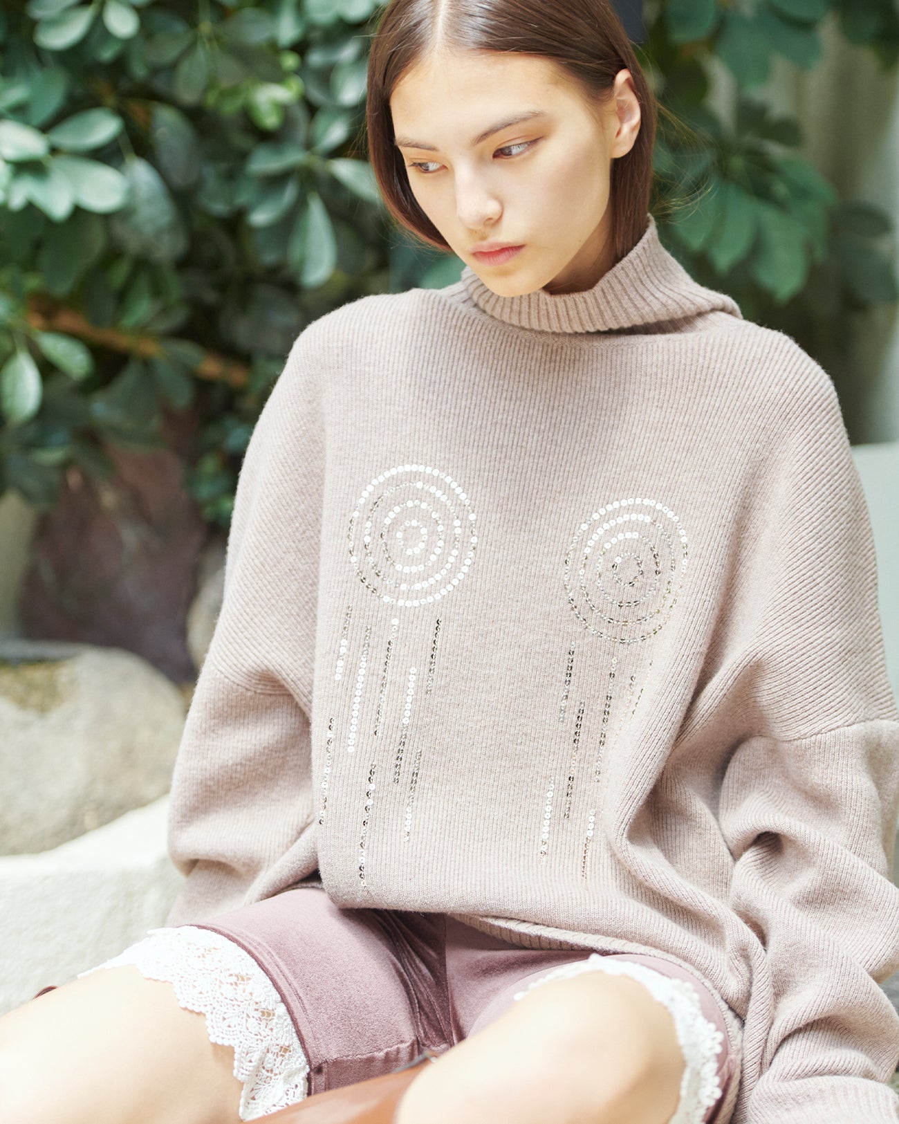 spangle high neck knit – tiit tokyo