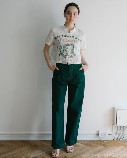 tuck denim pants